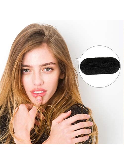 11 Pieces Women Sponge Volume Bump Inserts Hair Bases Hair Styling Tools Hair Bump Up Combs Clips Black Sponge Hair Accessories for Women DIY Hairstyles (Black)