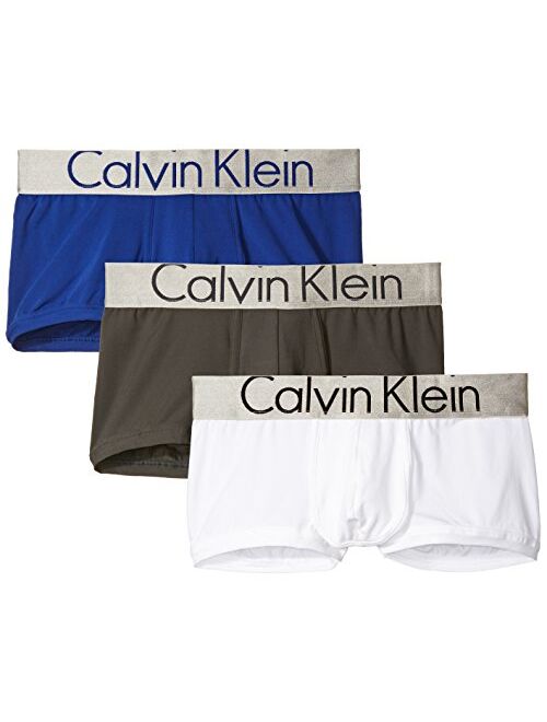 Calvin Klein Men's Underwear 3 Pack Steel Micro Low Rise Trunks, Dark Midnight/Mink/White, Small