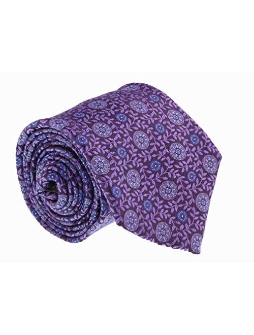 Canali Purple Pure Silk Mosaic Tile Pattern Tie- Blade Width 3in for Mens