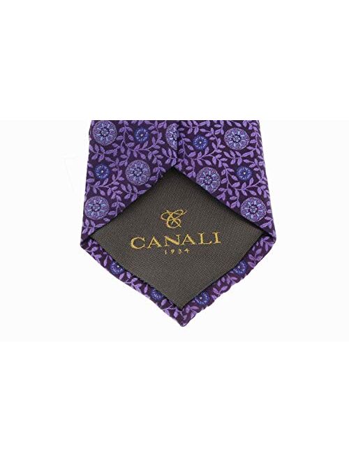 Canali Purple Pure Silk Mosaic Tile Pattern Tie- Blade Width 3in for Mens
