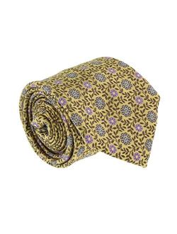 Gold Pure Silk Mosaic Tile Pattern Tie- Blade Width 3in for Mens