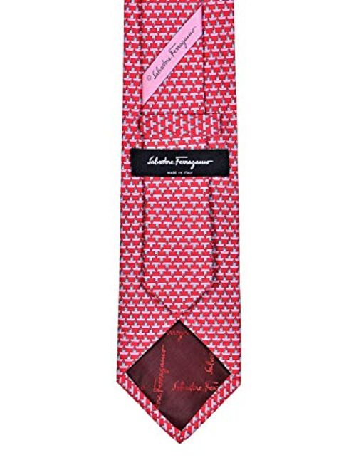 Salvatore Ferragamo Men's Pink Sailboat Print Silk Tie Red