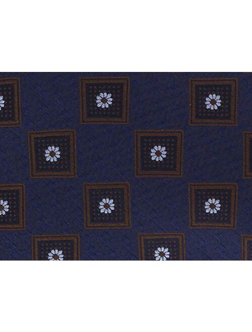 Canali Navy Blue Pure Silk Floral Geometric Pattern Tie- Blade Width 3in for Mens