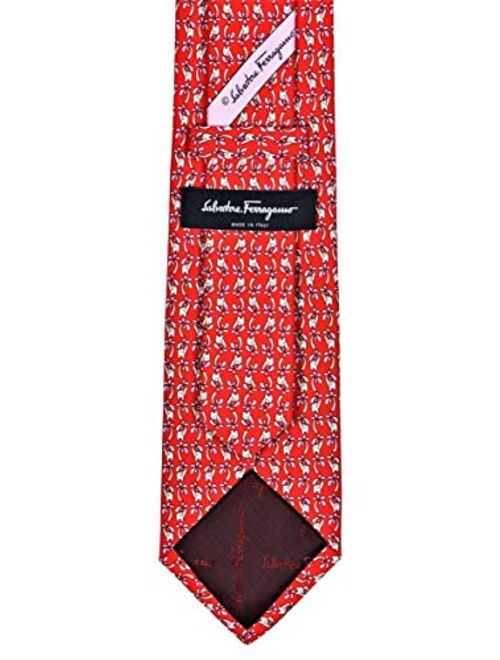 Salvatore Ferragamo Men's Little Elephant Print Silk Tie Red