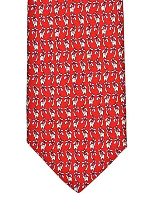 Salvatore Ferragamo Men's Little Elephant Print Silk Tie Red