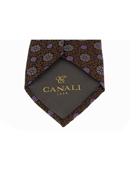 Canali Brown Pure Silk Mosaic Tile Pattern Tie- Blade Width 3in for Mens