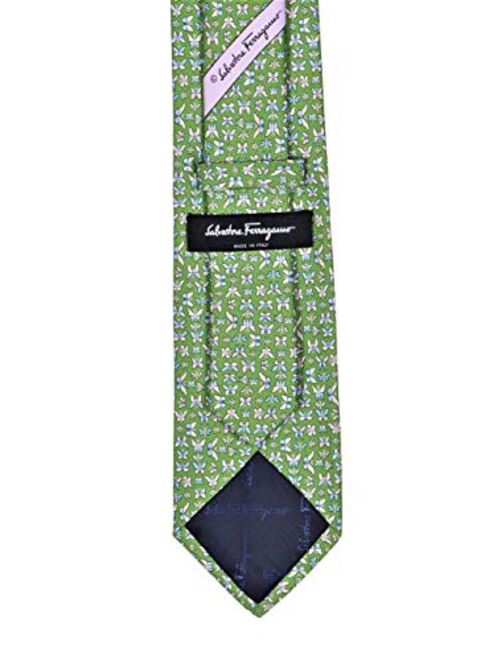 Salvatore Ferragamo Men's Butterfly Print Silk Tie Green