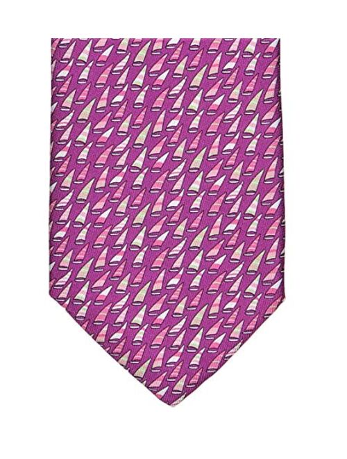 Salvatore Ferragamo Men's Sailboat Print Silk Tie Purple