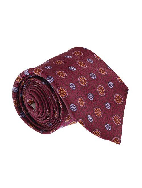 Canali Burgundy Pure Silk Mosaic Tile Pattern Tie- Blade Width 3in for Mens