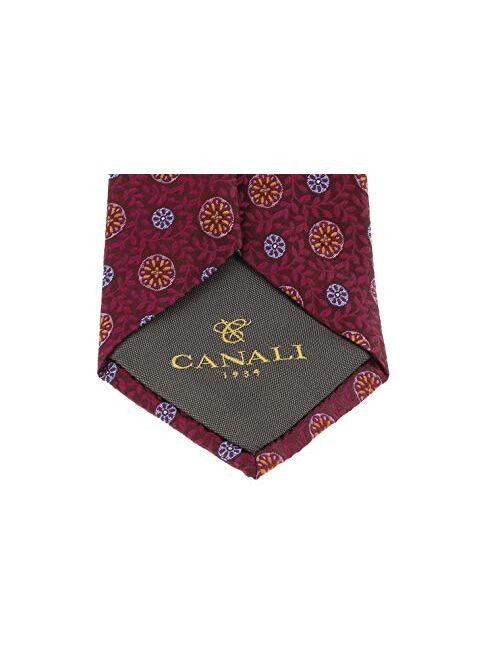 Canali Burgundy Pure Silk Mosaic Tile Pattern Tie- Blade Width 3in for Mens