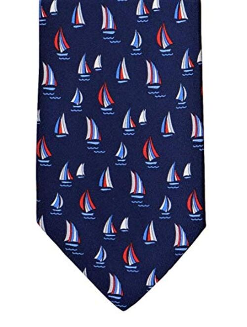 Salvatore Ferragamo Men's Sailboat Print Silk Tie Dark Blue