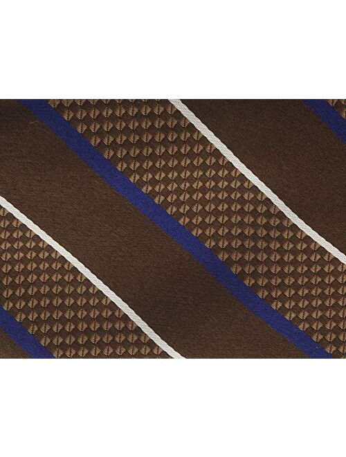 Canali Brown/Blue Pure Silk Traditional Stripe Tie- Blade Width 3in for Mens
