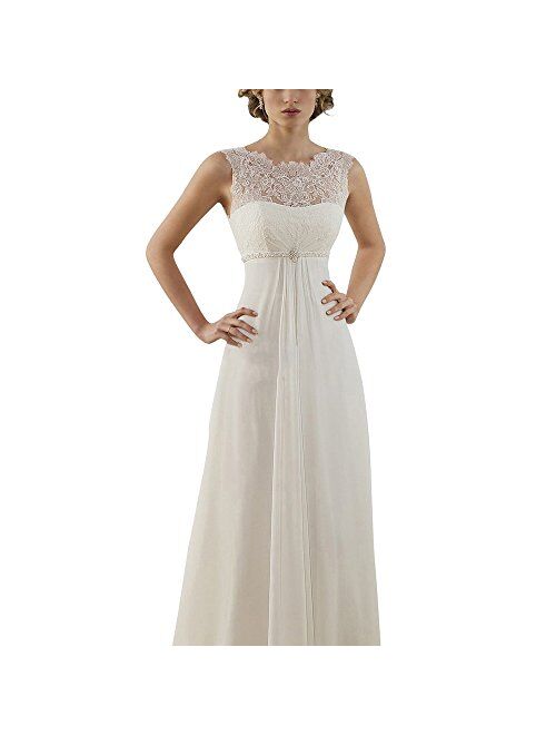 Abaowedding Women's Sleeveless Lace Up Long Bridal Gown Wedding Dresses