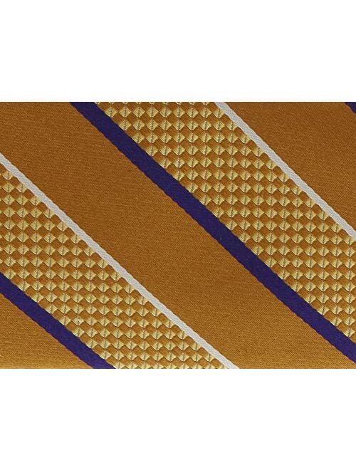 Canali Gold/Blue Pure Silk Traditional Stripe Tie- Blade Width 3in for Mens