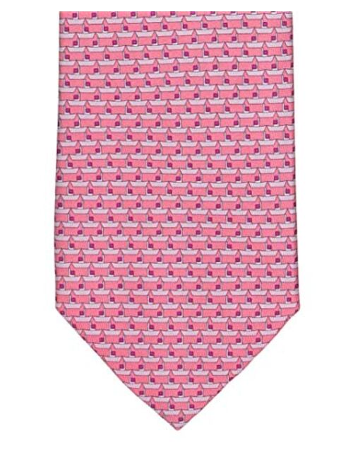 Salvatore Ferragamo Men's Pink Sailboat Print Silk Tie pink