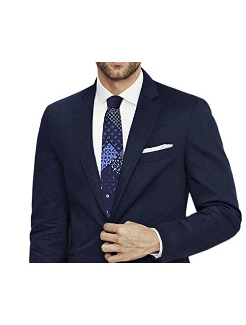 Remo Sartori Made in Italy Men's Handmade Blue Patchwork Tie,3.34'' Width, Silk