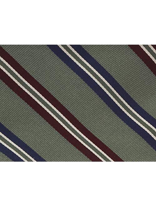 Canali Olive Green/Navy Pure Silk Regimental Stripe Tie- Blade Width 3in for Mens