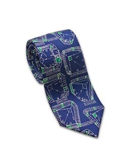 Josh Bach Men's Baseball Stadiums Silk Necktie Blue, Made in USA