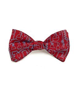 Josh Bach Men's Science and Chemistry Self-Tie Silk Bow Tie in Red, Made in USA