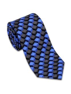 Josh Bach Men's Building Blocks Silk Necktie Blue, Made in USA