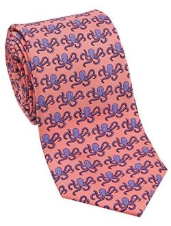 Josh Bach Men's Octopus Nautical-Themed Silk Necktie in Pink, Made in USA