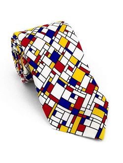 Josh Bach Men's Silk Necktie, Modern Cubism Art Themed Tie, Made in USA
