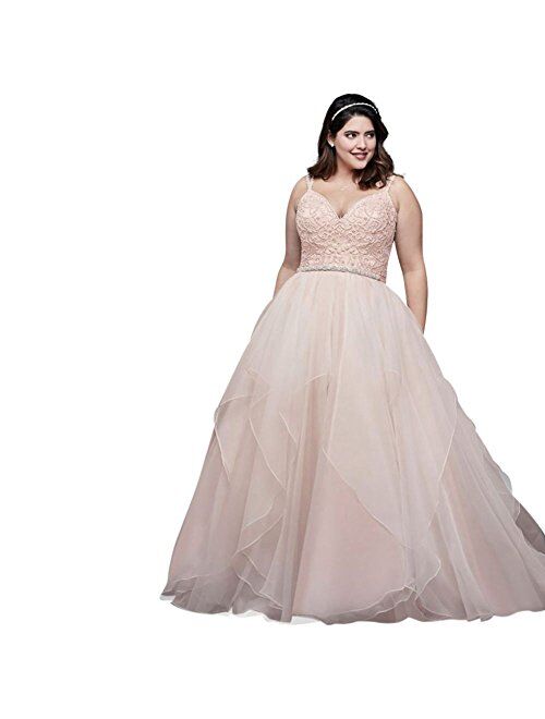David's Bridal Garza Plus Size Wedding Dress with Double Straps Style 9WG3903