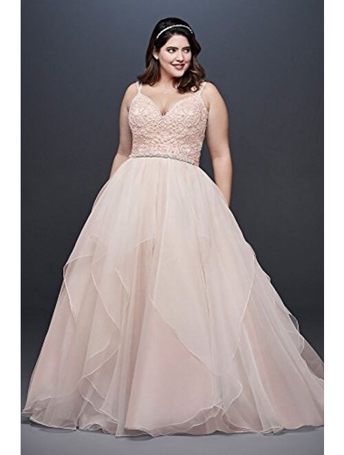 David's Bridal Garza Plus Size Wedding Dress with Double Straps Style 9WG3903