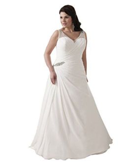 Kelaixiang Beading Sleevesless Plus Size Wedding Dress