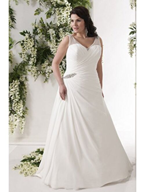 Kelaixiang Beading Sleevesless Plus Size Wedding Dress