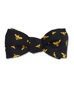 Josh Bach Men's Bumble Bees Self-Tie Silk Bow Tie in Black, Made in USA