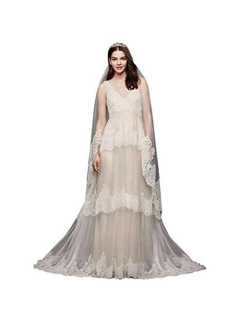 David's Bridal Sample: As is Banded Eyelash Lace Layered Wedding Dress Style AI25050130