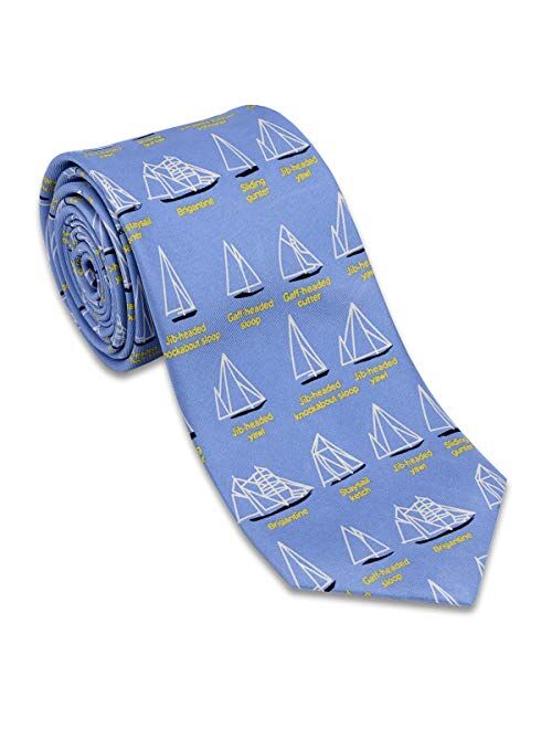 Josh Bach Men's Sailboat Boating Silk Necktie Blue, Made in USA