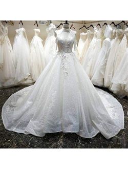 L-ELEGANT Wedding Dress, Luxurious Sexy Hanging Neck Lace Lace Stereoscopic Manual Embroidery Bride Dress Customizable