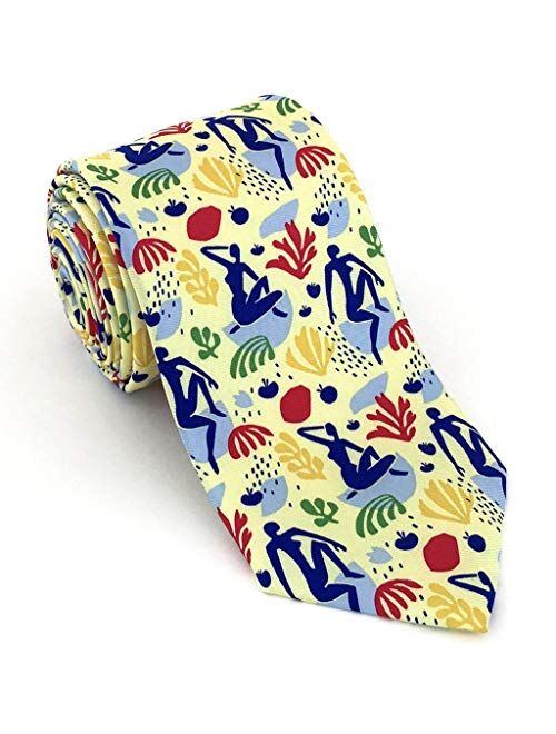 Josh Bach Men's Silk Necktie, Modern Art Themed Tie in Yellow, Made in USA