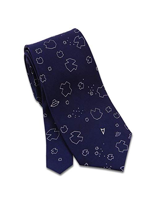 Josh Bach Men's Space Video Game Silk Necktie in Blue, Made in USA