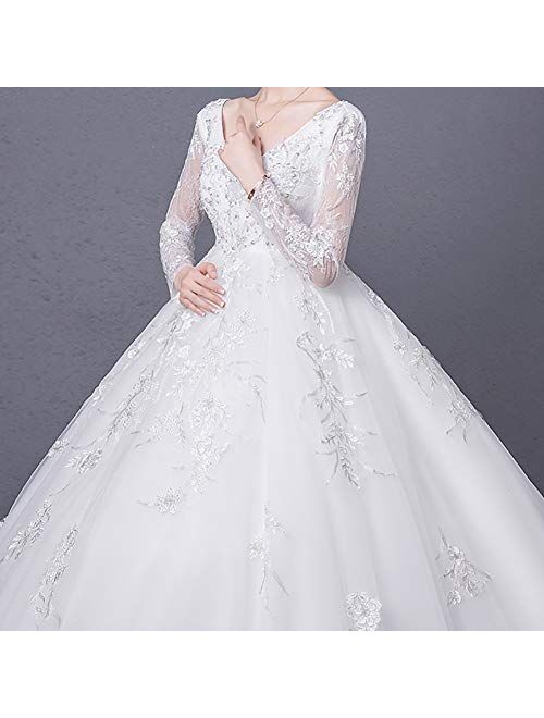 zjyfyfyf Women's Wedding Dress Women's Backless Elegant Ball Dress Formal Party Bride Prom Gown (Color : White, Size : 3X-Large)