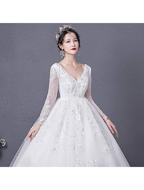 zjyfyfyf Women's Wedding Dress Women's Backless Elegant Ball Dress Formal Party Bride Prom Gown (Color : White, Size : 3X-Large)