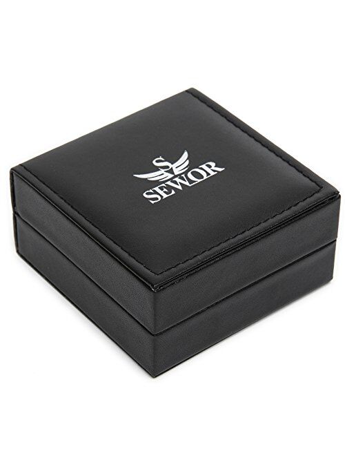 SEWOR Mens Luminous Dial Hand Wind Mechanical Pocket Watch with Brand Leather Gift Box (Stand Up Black)