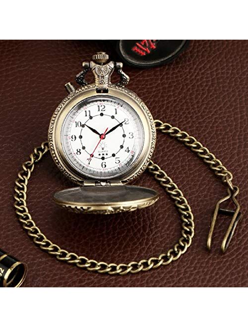 IOPMIE Pocket Watch Top Luxury Gold Luminous LED Quartz Pocket Watch Train Locomotive Engine Steampunk Quartz FOB Light Watch Gifts for Men Women