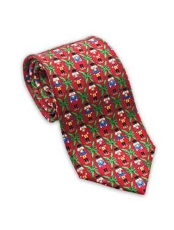 Josh Bach Men's Nutcrackers Christmas Silk Necktie in Red, Made in USA