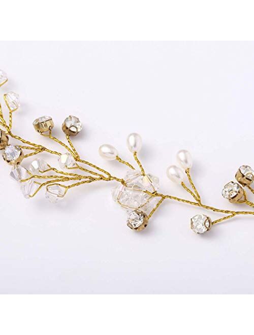 Yean Wedding Hair Vine Long Bridal Headband Hair Accessories for Bride and Bridesmaid (100cm / 39.3inches) (Silver)