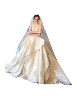 Women's Floral Wedding Dress Classic V-neck Tulle Prom Gown Fashion Irregular Skirts Retro Bridal Dresses full dress