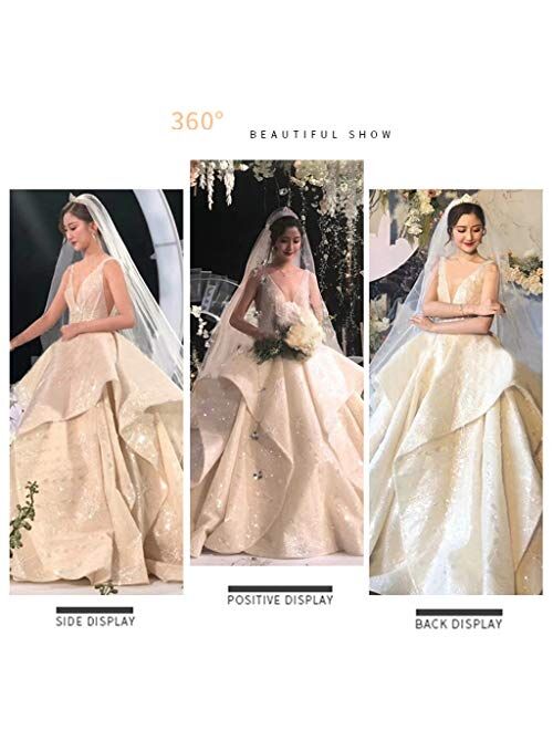 Women's Floral Wedding Dress Classic V-neck Tulle Prom Gown Fashion Irregular Skirts Retro Bridal Dresses full dress