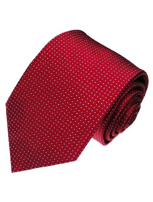 LORENZO CANA - Italian 100% Silk Tie Extra Long XXL Red White - 8430099
