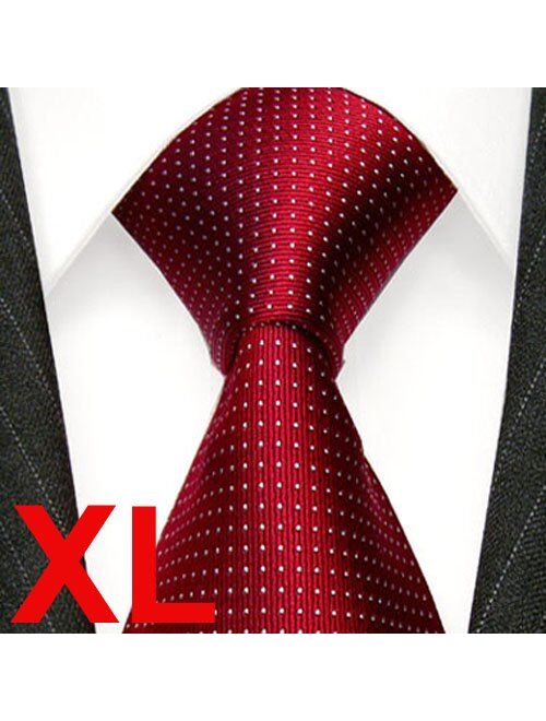LORENZO CANA - Italian 100% Silk Tie Extra Long XXL Red White - 8430099