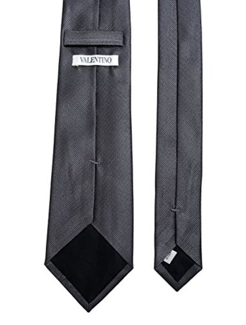 Valentino Men's 100% Silk Gray Geometric Print Neck Tie