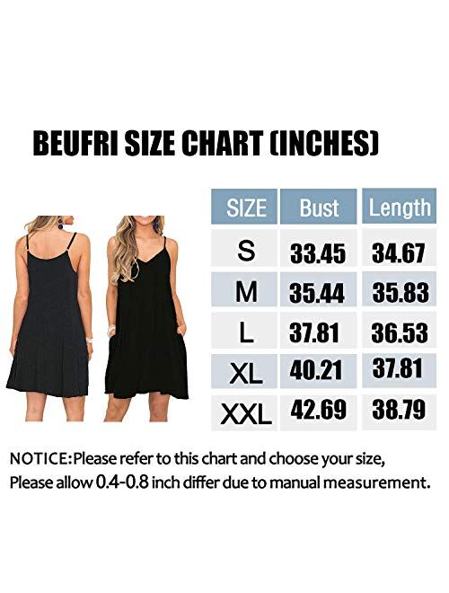 VIISHOW Women's Summer Spaghetti Strap Casual Swing Tank Beach Cover Up Dress with Pockets