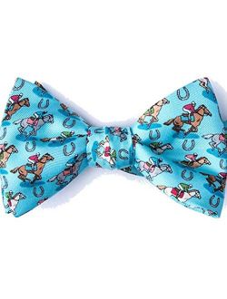 Men's 100% Silk Pony Up Horse Racing Kentucky Derby Day Butterfly Bow Tie