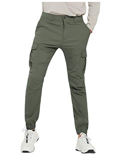 Rela Bota Mens Cargo Pants Slim Fit Sweatpants Jogger Drawstring Elastic Outdoor Trousers with Pockets